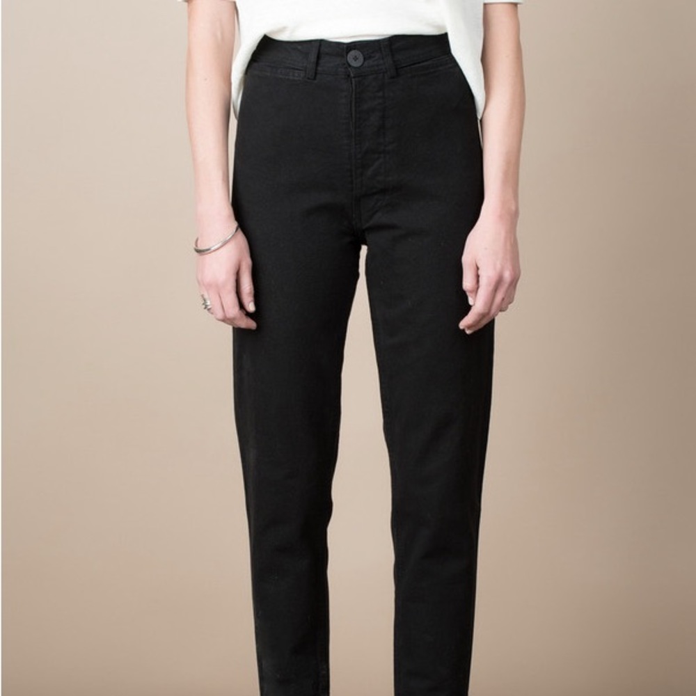 Jesse Kamm Ranger Pants Black Cotton Canvas Size 0 small patch near button fly